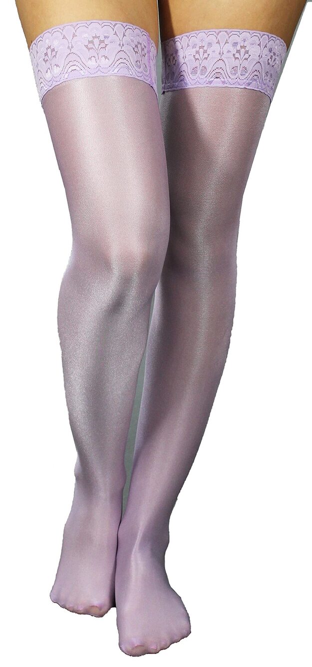7053 Oil Shine Tall Garter Stockings and Tall Thigh Highs Garter Belts Not
